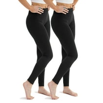 DEVOPS 2 Pack Women's High Waisted Ultra Soft Basic Leggings (Medium, Black/Black)