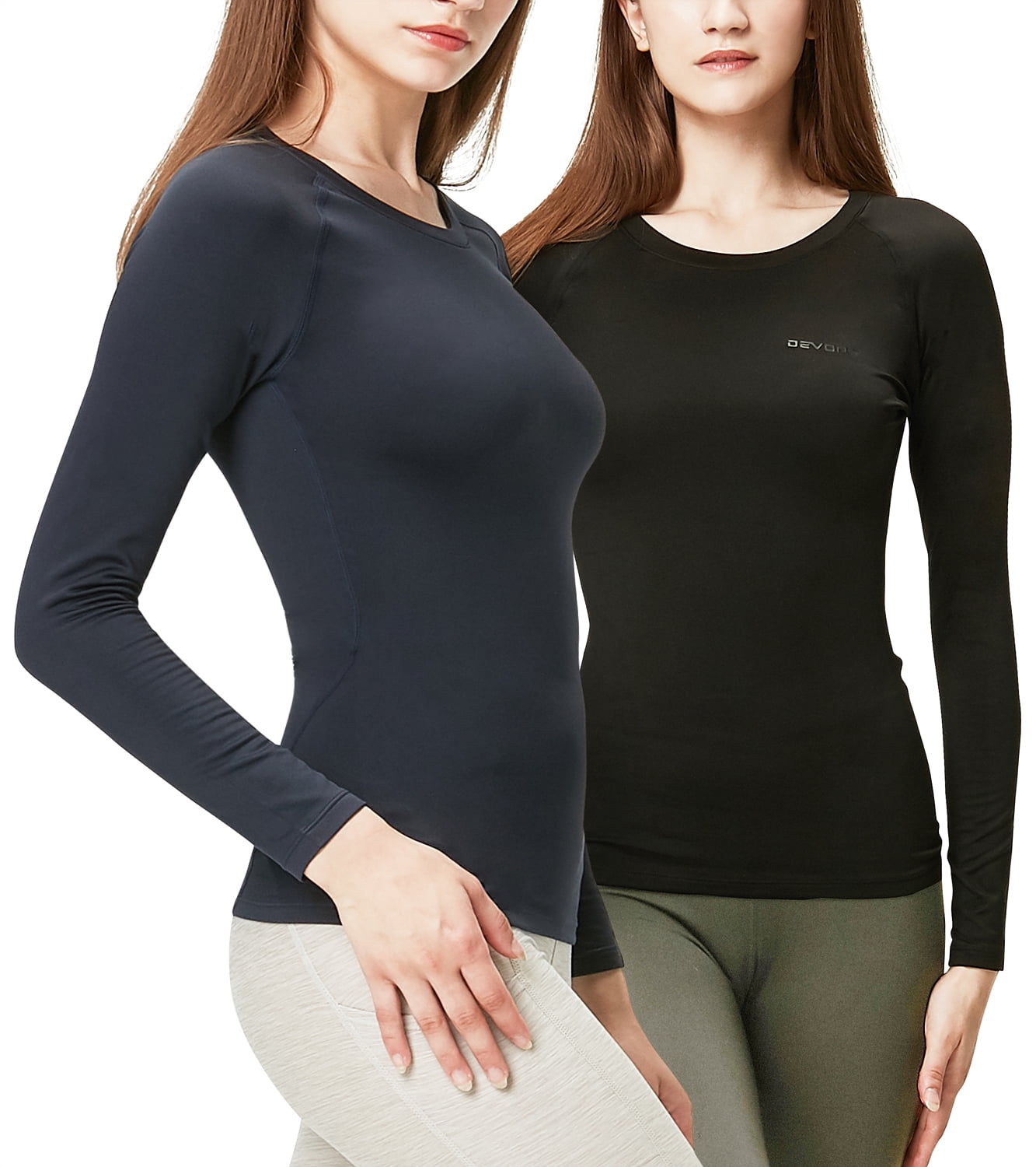 DEVOPS 2 Pack Women's Long sleeve compression Winter tops thermal