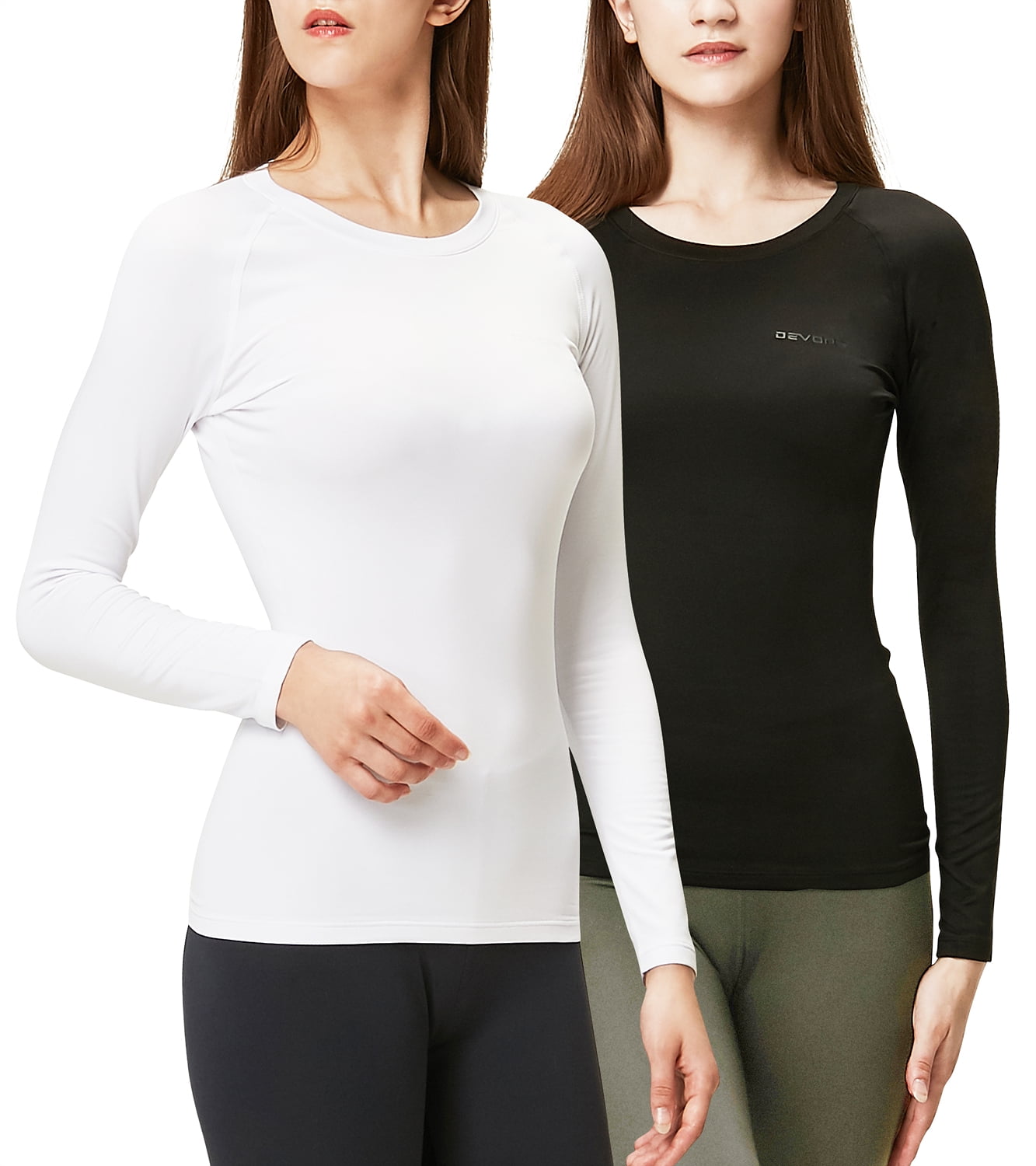 DEVOPS 2Pack Women's Micro Fleece Long Sleeve Compression Thermal