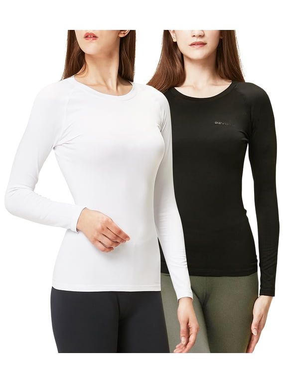 Women's 2 Pack Thermal Compression Shirts Micro Fleece Lined Base Layer