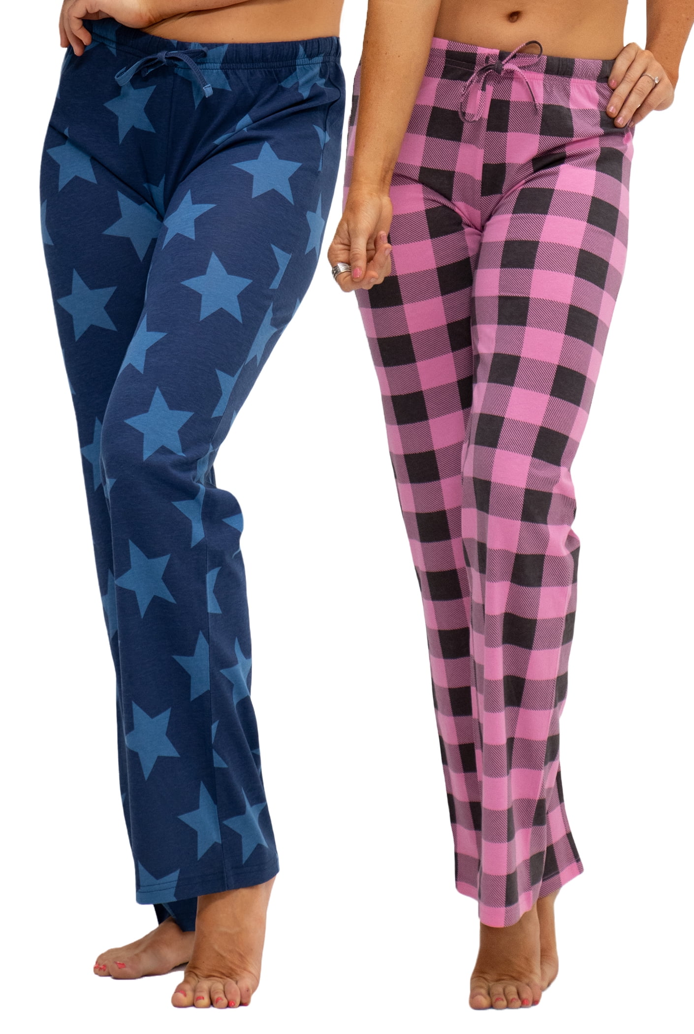 DEVOPS Women's Soft Cotton Star Pajama Pants Sleep Lounge Bottoms PJ, 2 ...
