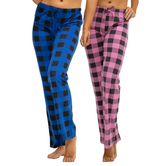 DEVOPS 2 Pack Women's Star Cotton Pajama Pants Sleepwear (Small, Blue/Pink)