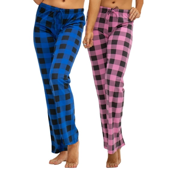 DEVOPS 2 Pack Women's Star Cotton Pajama Pants Sleepwear (X-Small, Blue/Pink)