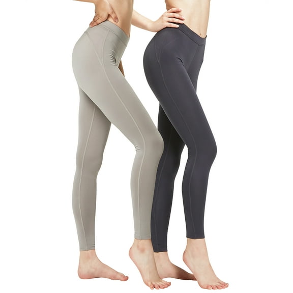 DEVOPS 2 Pack Women's Thermal Long Johns Underwear Leggings Pants (Large, Charcoal/Light Grey)