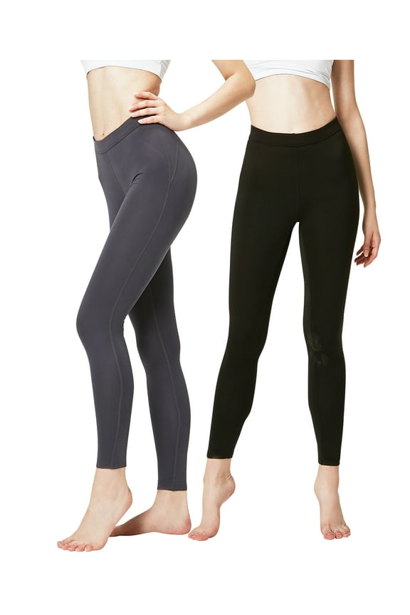 2 Pack Women's Thermal Long Johns Underwear Leggings Pants (Medium , Black/Charcoal)