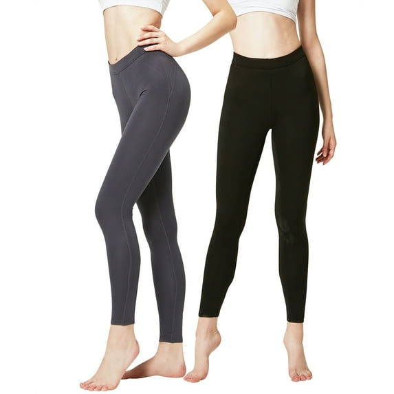 DEVOPS 2 Pack Women's Thermal Long Johns Underwear Leggings Pants (Small, Black/Charcoal)