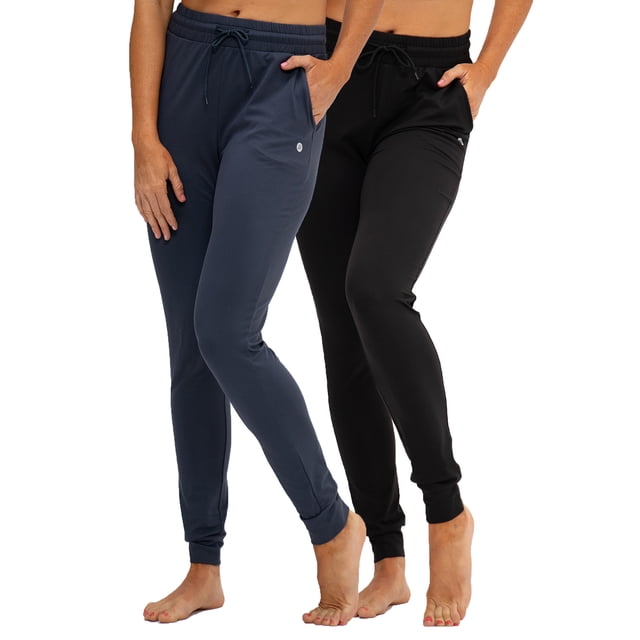 Side Jogging DEVOPS Women's 2 Pack Jogging Yoga Pants with Side Pocket Sweatpants ...