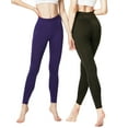 thumbnail image 1 of DEVOPS 2 Pack Women's Yoga Pants with Pocket Tummy Control Workout Running Leggings (X-Small, Black/Dark Violet), 1 of 5