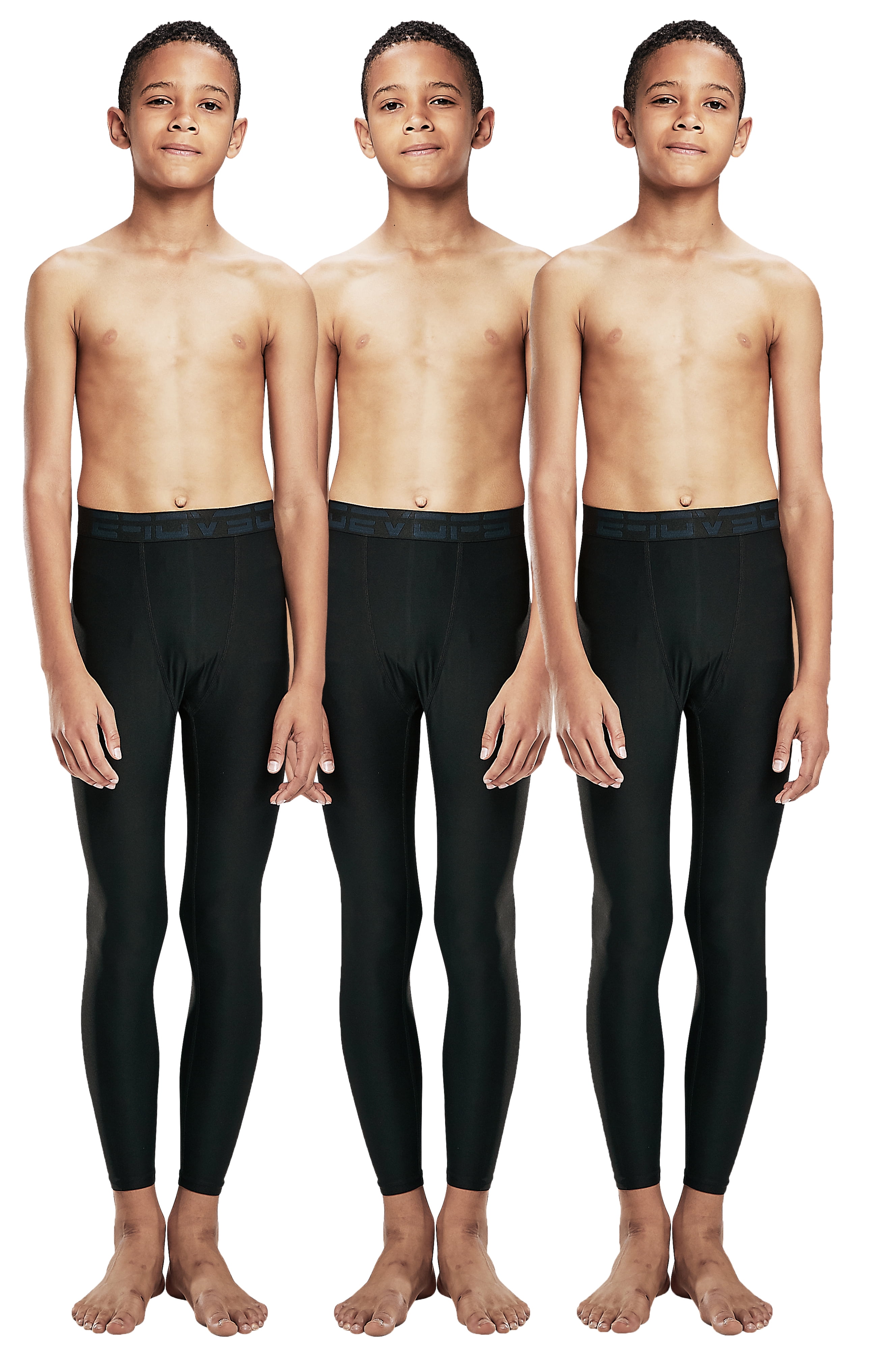  DEVOPS Boys 2-Pack 3/4 Compression Tights Sport