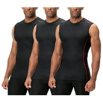 DEVOPS 3 Pack Men's Athletic Compression Shirts Sleeveless (2X-Large, Black/Black/Black)