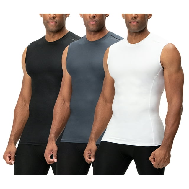 DEVOPS 3 Pack Men's Athletic Compression Shirts Sleeveless (2X-Large ...