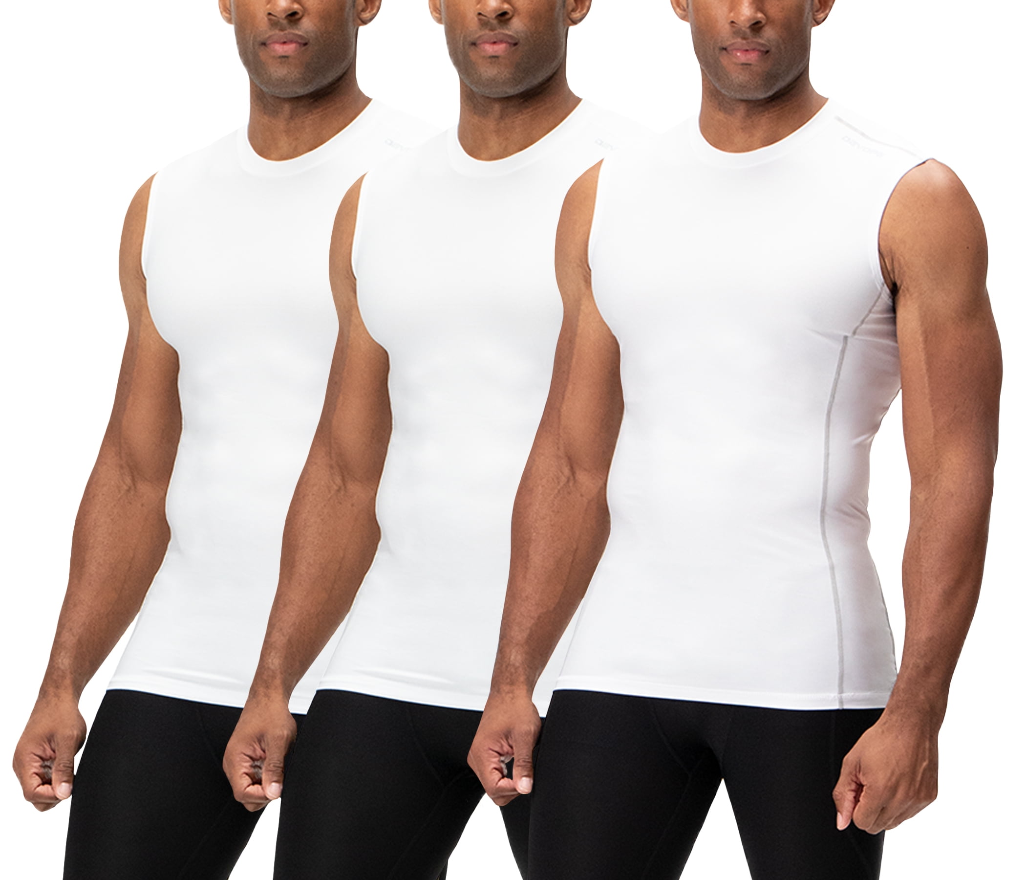 DEVOPS 3 Pack Men's Athletic Compression Shirts Sleeveless (Small