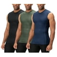 thumbnail image 1 of DEVOPS 3 Pack Men's Athletic Compression Shirts Sleeveless (Medium, Black/Navy/Olive), 1 of 1