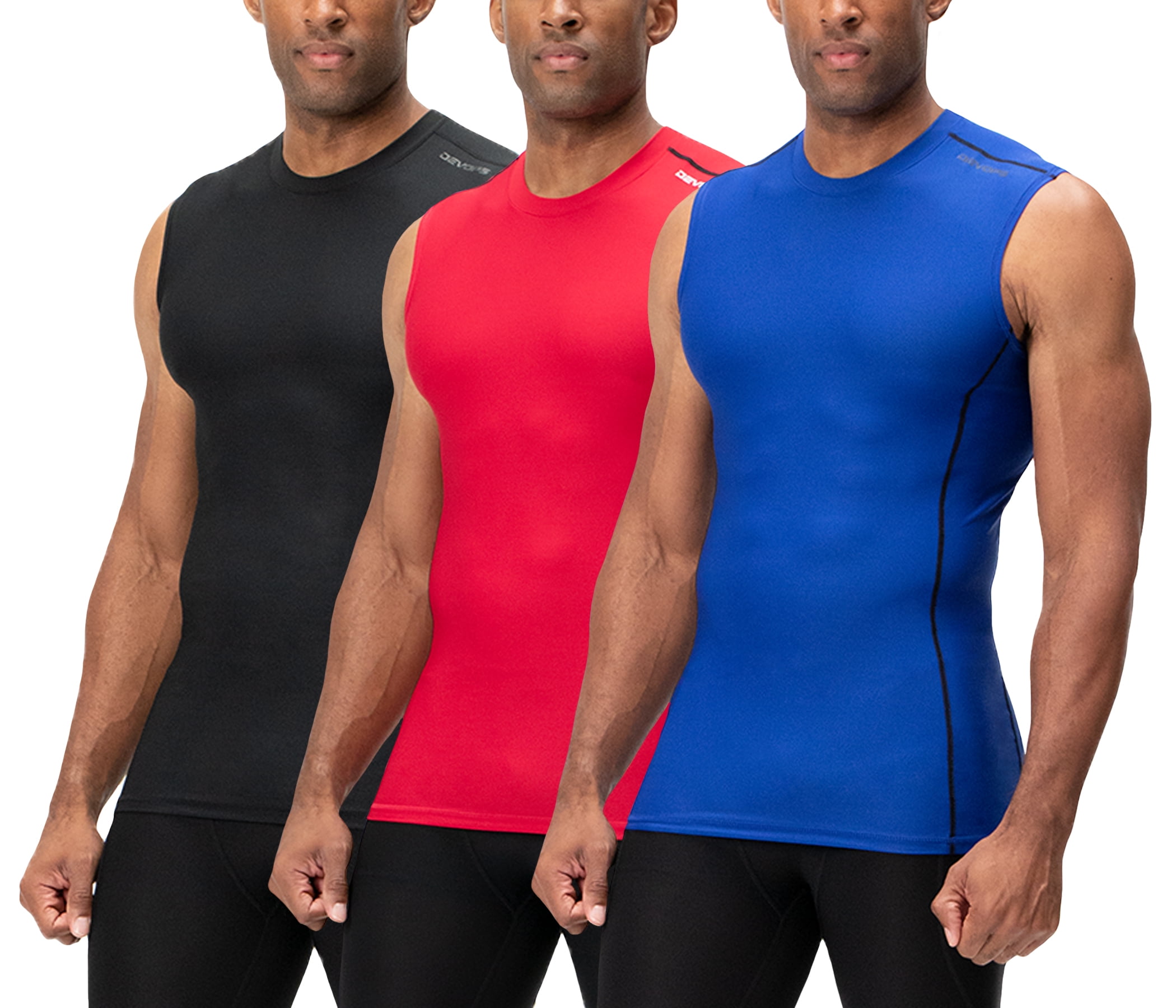 HIBETY 3 Packs Men's Sleeveless Compression Tank Top,Base Layer Compression  Undershirts Dri Fit Workout Sports Shirts Tops(Black/Blue/Red-04-S) :  : Clothing, Shoes & Accessories