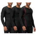 thumbnail image 1 of DEVOPS 3 Pack Men's Athletic Long Sleeve Compression Shirts (Medium, Black/Black/Black), 1 of 7