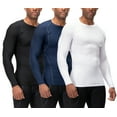 thumbnail image 1 of DEVOPS 3 Pack Men's Athletic Long Sleeve Compression Shirts (Medium, Black/Navy/White), 1 of 7