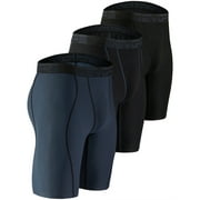 DEVOPS 3 Pack Men's Compression Shorts Underwear (Large, Black/Black/Charcoal)