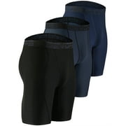 DEVOPS 3 Pack Men's Compression Shorts Underwear (Large, Black/Charcoal/Navy)