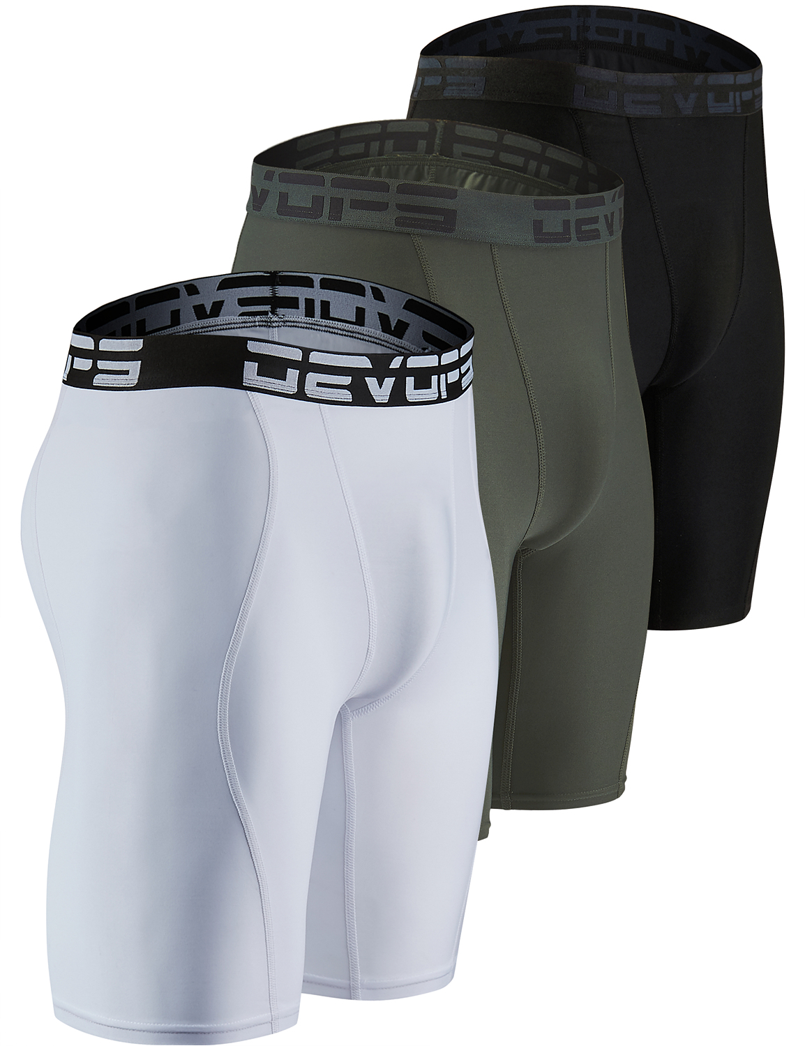 DEVOPS 3 Pack Men s Compression Shorts Underwear Large Black Olive White Walmart