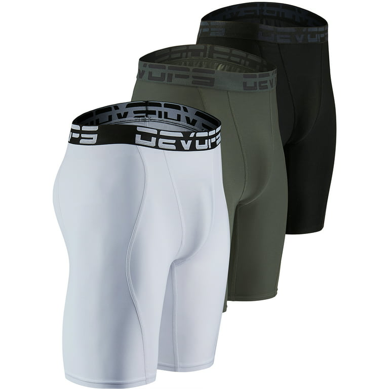 DEVOPS 3 Pack Men's Compression Shorts Underwear (Large, Black