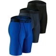 thumbnail image 1 of DEVOPS 3 Pack Men's Compression Shorts Underwear (Small, Black/Charcoal/Blue), 1 of 4