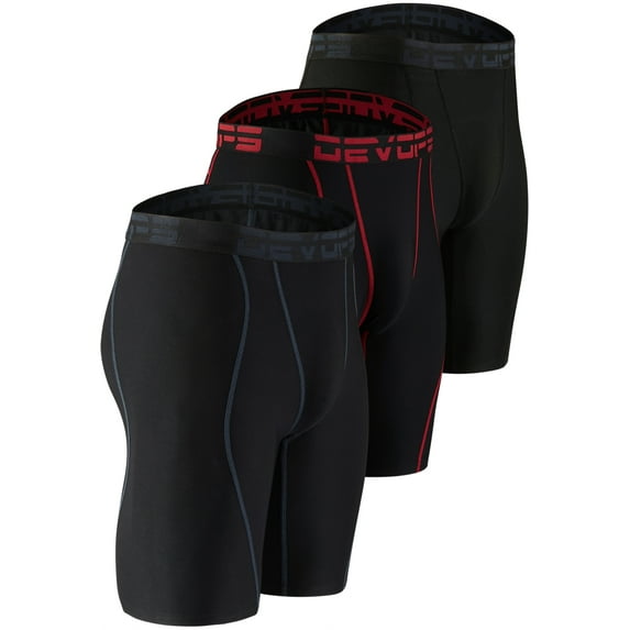 DEVOPS 3 Pack Men's Compression Shorts Underwear (X-Large, Black/Black/Black)