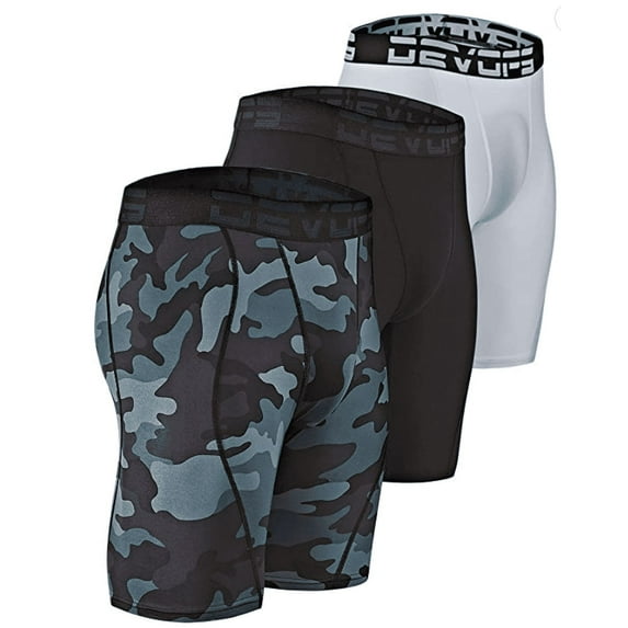DEVOPS Men's Compression Shorts Underwear Black/Camo Black/White