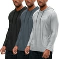 thumbnail image 1 of DEVOPS 3 Pack Men's Hoodie Long Sleeve Fishing Hiking Running Workout T-shirts (Medium, Black/Charcoal/Gray), 1 of 7
