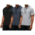 thumbnail image 1 of DEVOPS 3 Pack Men's Hoodie Short Sleeve Fishing Hiking Running Workout T-shirts (Large, Black/Charcoal/Gray), 1 of 7