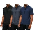 thumbnail image 1 of DEVOPS 3 Pack Men's Hoodie Short Sleeve Fishing Hiking Running Workout T-shirts (Large, Black/Charcoal/Navy), 1 of 7