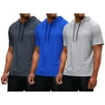 thumbnail image 1 of DEVOPS 3 Pack Men's Hoodie Short Sleeve Fishing Hiking Running Workout T-shirts (Medium, Charcoal/Blue/Gray), 1 of 7