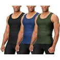 thumbnail image 1 of DEVOPS 3 Pack Men's Muscle Dry Fit Compression Tank Top (2X-Large, Black/Olive/Navy), 1 of 7