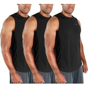DEVOPS 3 Pack Men's Muscle Shirts Sleeveless Dry Fit Gym Workout Tank Top (2X-Large, Black/Black/Black)