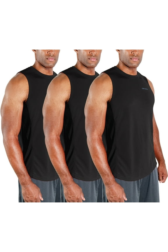 3 Pack Men's Muscle Shirts Sleeveless Dry Fit Gym Workout Tank Top (2X-Large, Black/Black/Black)