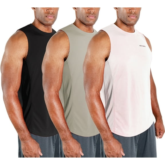 DEVOPS 3 Pack Men's Muscle Shirts Sleeveless dry Fit Gym Workout Tank Top (3X-Large, Black/Gray/White)