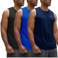 thumbnail image 1 of DEVOPS 3 Pack Men's Muscle Shirts Sleeveless dry Fit Gym Workout Tank Top (X-Large, Black/Blue/Navy), 1 of 7