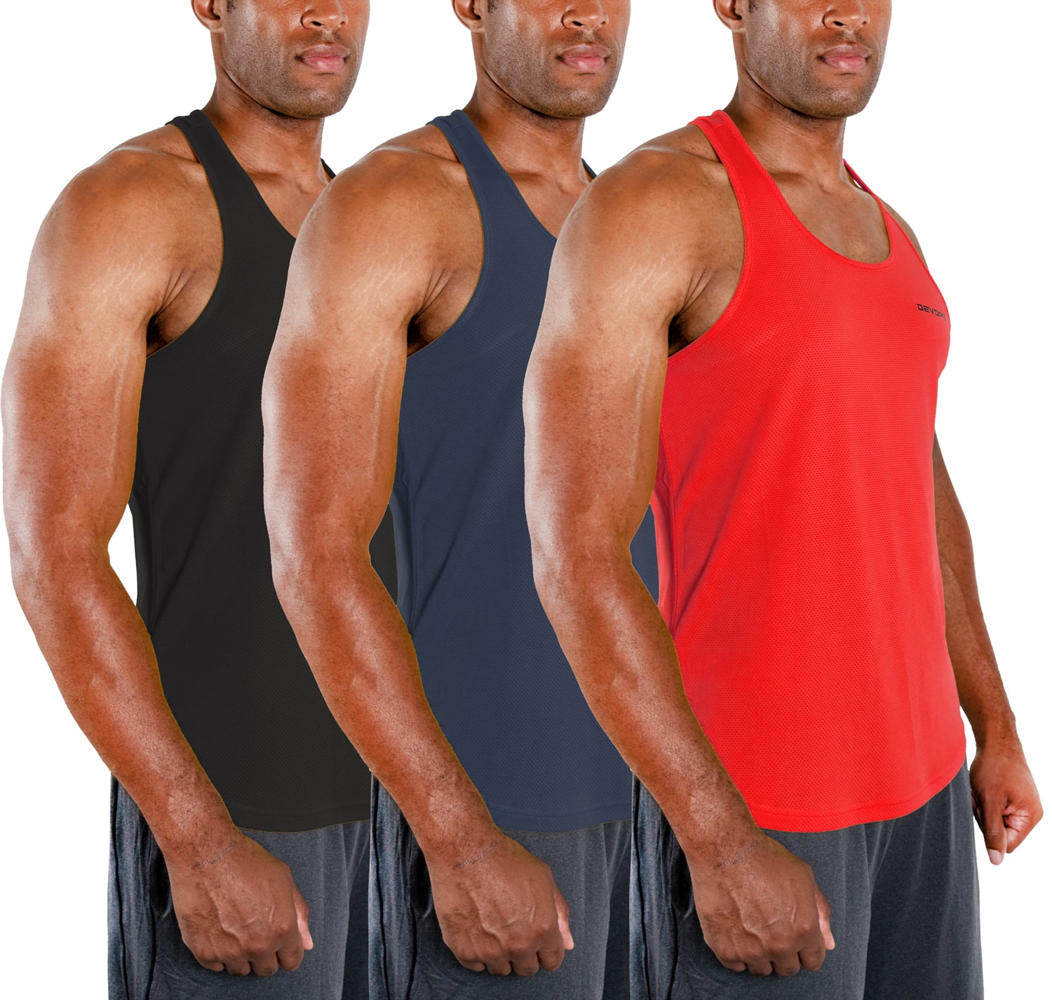 DEVOPS Men's 3 Pack Y-Back Dri Fit Muscle Gym Workout Tank Top ...