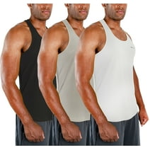 DEVOPS 3 Pack Men's Y-Back dry Fit Muscle Gym Workout Tank Top (2X-Large, Black/Gray/White)