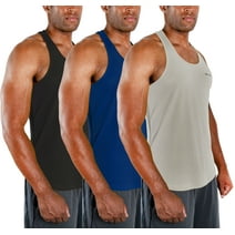 DEVOPS 3 Pack Men's Y-Back dry Fit Muscle Gym Workout Tank Top (3X-Large, Black/Navy/Gray)