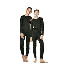 DEVOPS Boys and Girls Thermal Underwear Long Johns Set with Fleece Lined (Large, Black)