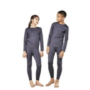 DEVOPS Boys and Girls Thermal Underwear Long Johns Set with Fleece Lined (Large, Charcoal)