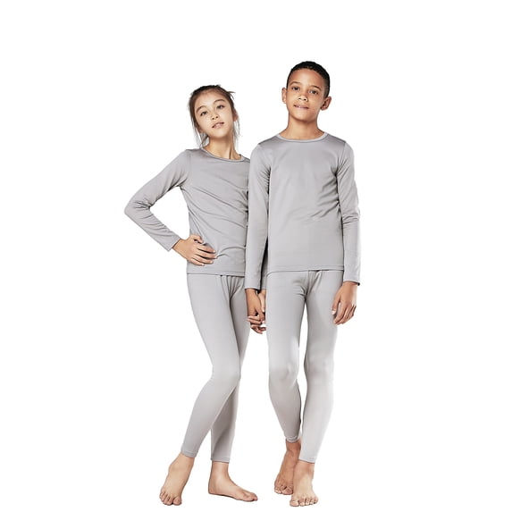 DevOps Long Underwear Micro Fleece Lined Thermal Set (Children's), Light Gray