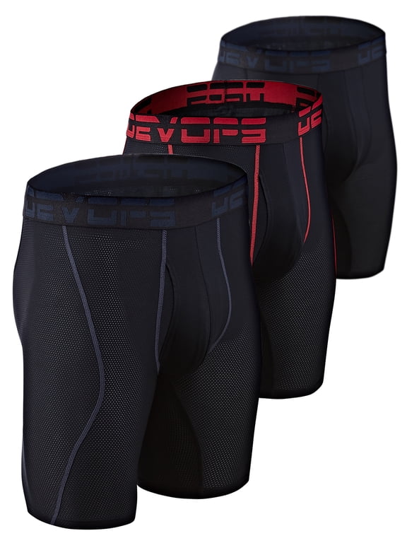 Men's 3 Pack Performance Mesh Boxer Briefs 9 Inch Quick Dry Underwear