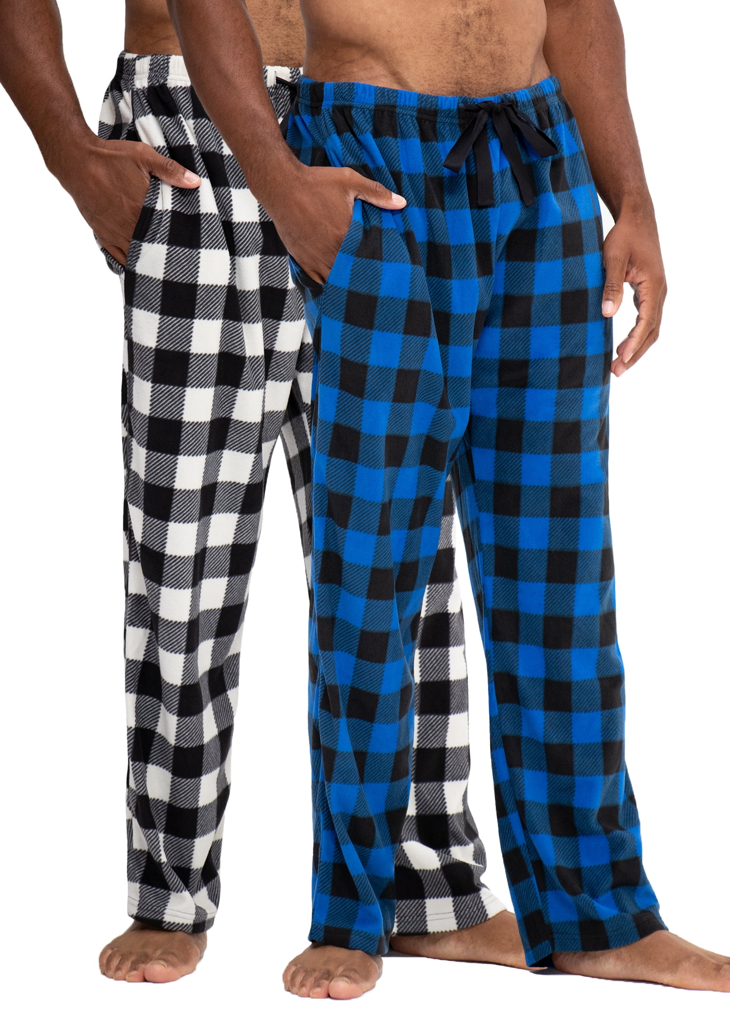 DEVOPS Men's Buffalo Plaid Plush Fleece Pajama Pants Sleepwear (Large ...