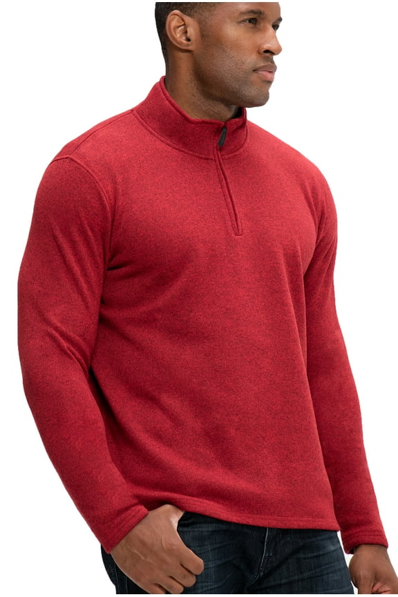 Men's Long Sleeve Fleece Jacket Quarter-zip (Large, Zinfandel Heather)