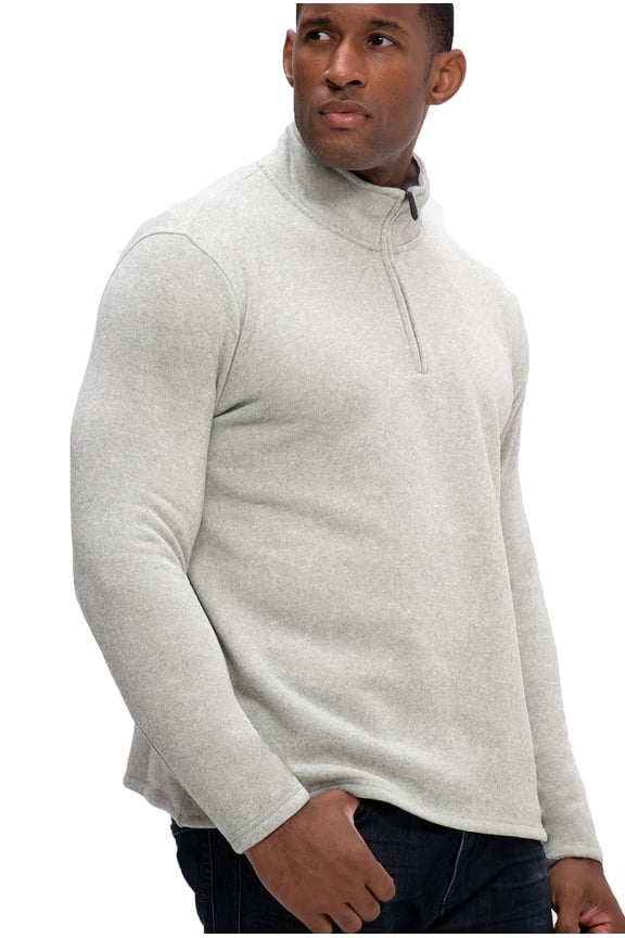 Men's Long Sleeve Fleece Jacket Quarter-zip (Medium, Lt. Heather Grey)