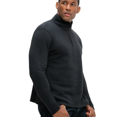DEVOPS Men's Long Sleeve Fleece Jacket Quarter-zip (Small, Black)