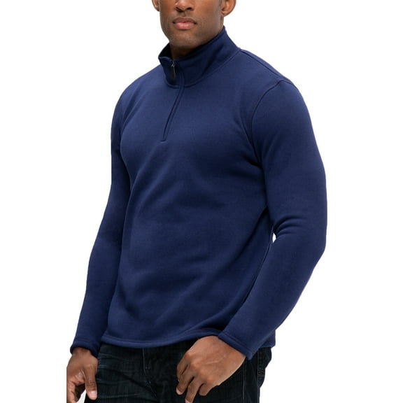 DEVOPS Men's Long Sleeve Fleece Jacket Quarter-zip (Small, Mood Indigo)