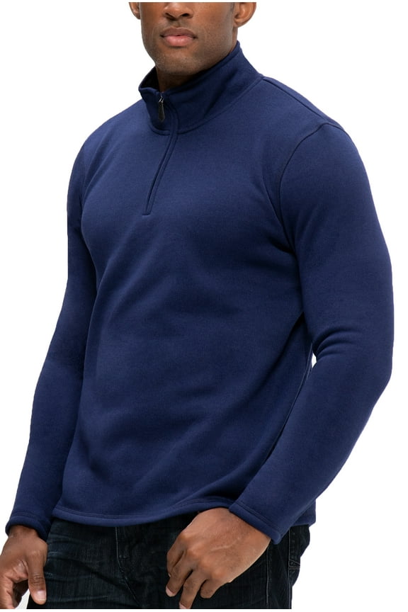 Men's Long Sleeve Fleece Jacket Quarter-zip (Small, Mood Indigo)