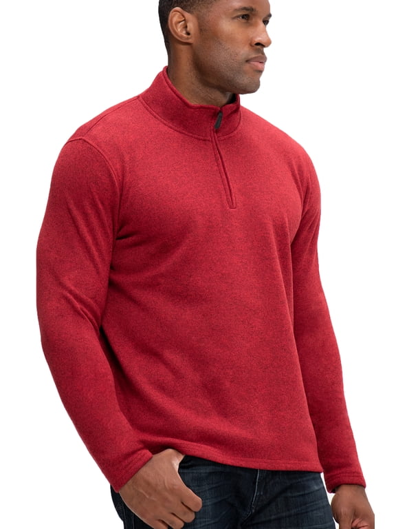 Men's Long Sleeve Fleece Jacket Quarter-zip (Small, Zinfandel Heather)